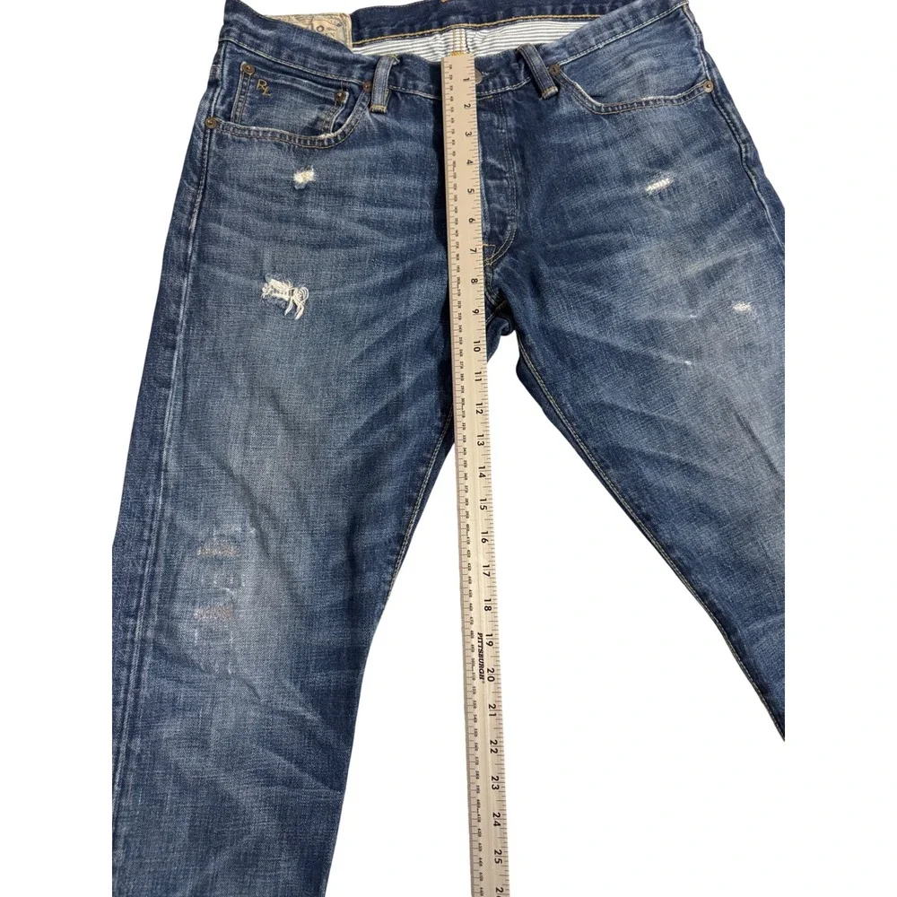 Polo Ralph Lauren Sullivan Slim Mens 32x32 Distressed Straight Leg Jeans Patch